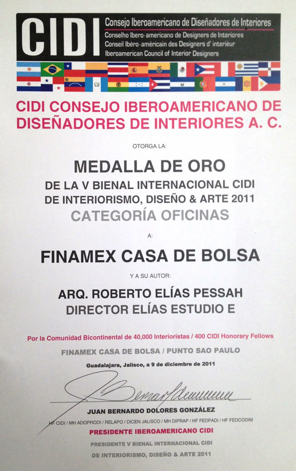 Diploma Medalla de Oro Finamex